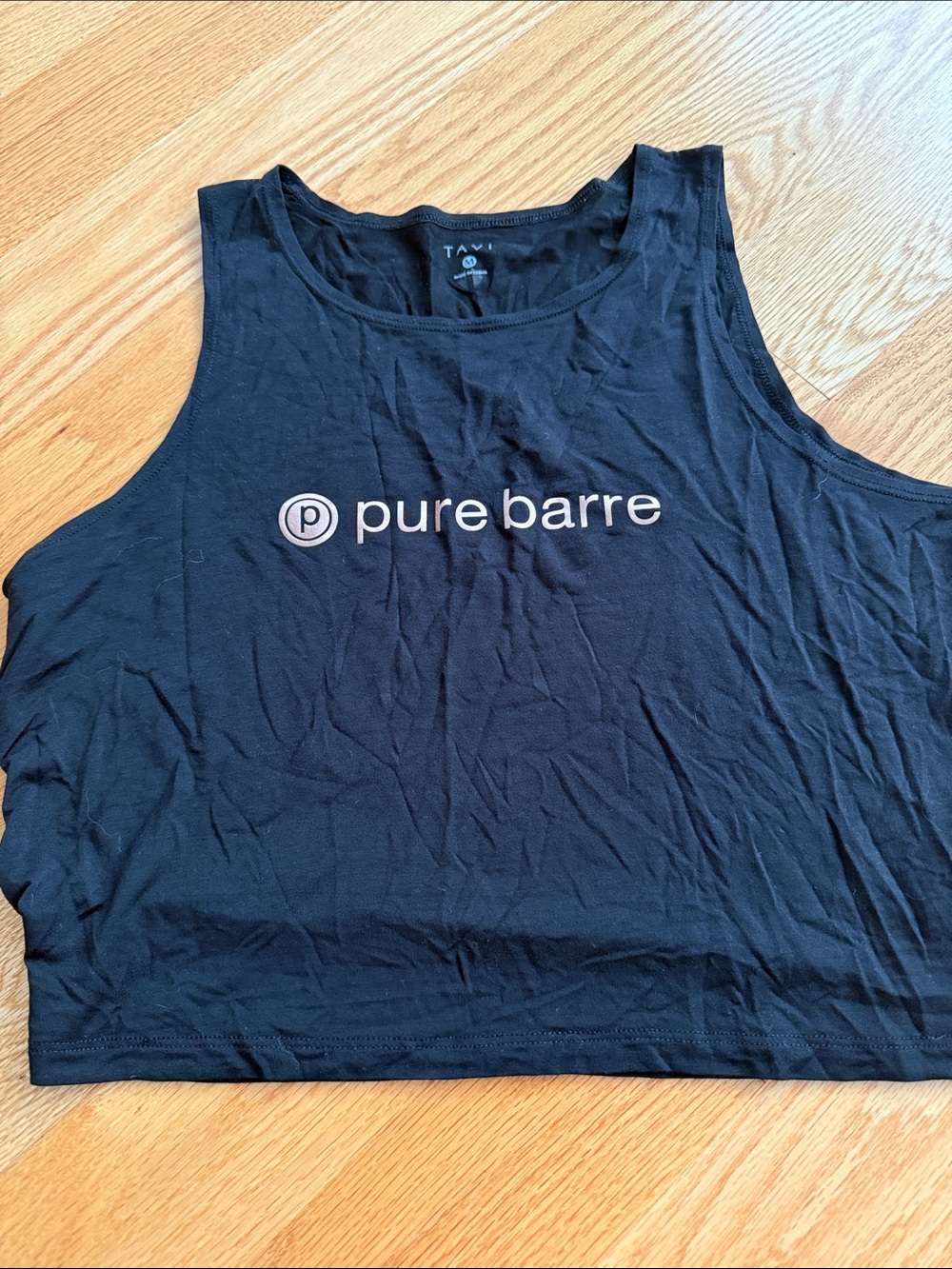 Pure Barre Black Cropped Tank with Front Logo